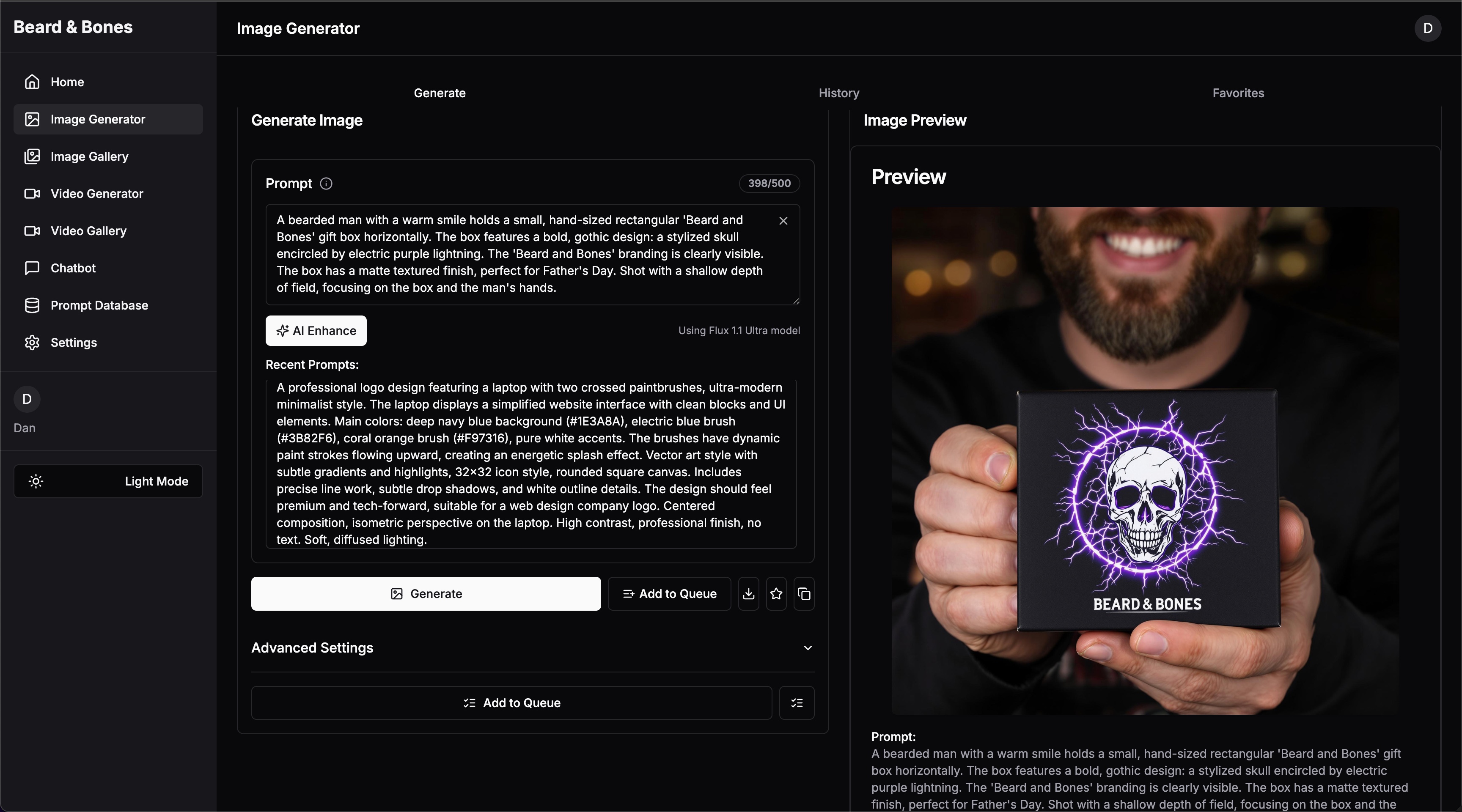 Final AI Generated Image Preview Popup with Download/Save Options