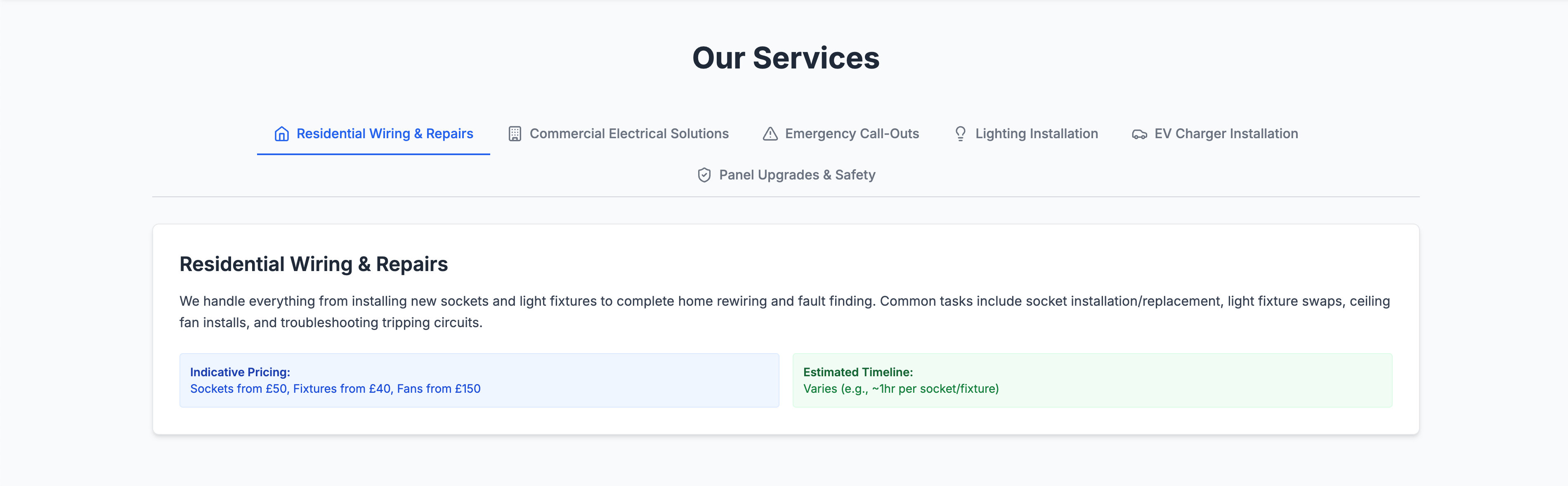 Elite Electric Services Section